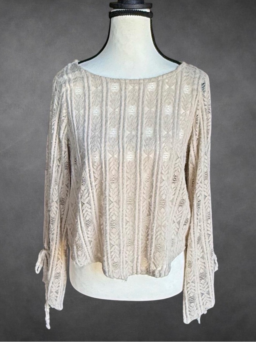 Willow + Root Pointelle Knit Bell Sleeve Top - XS